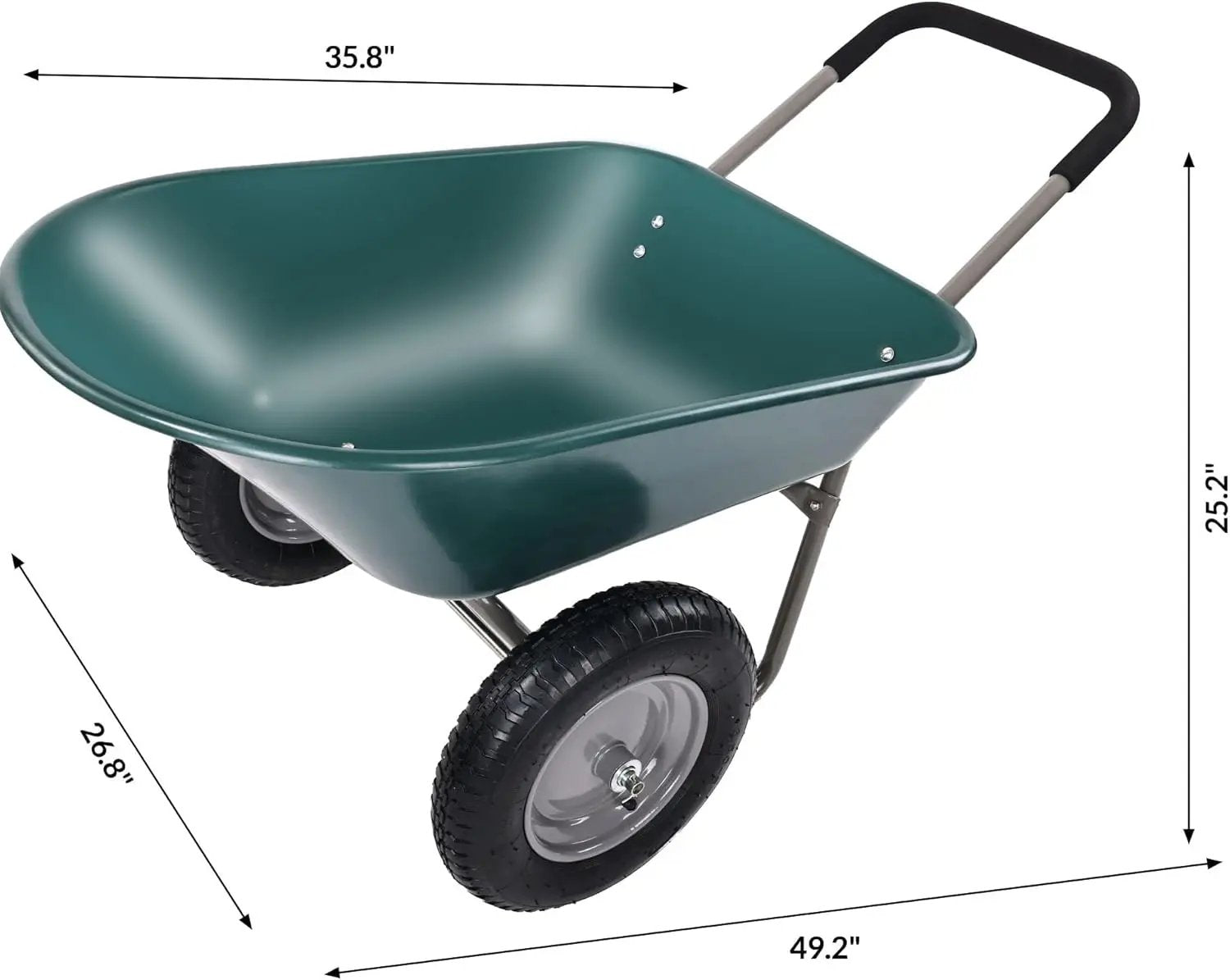 Wheelbarrow Garden Cart, Heavy Duty Home Utility, Dual-Wheel Home Garden Yard Utility Wheelbarrow Cart with Built-in Stand, Green by GreenHaven Gardens