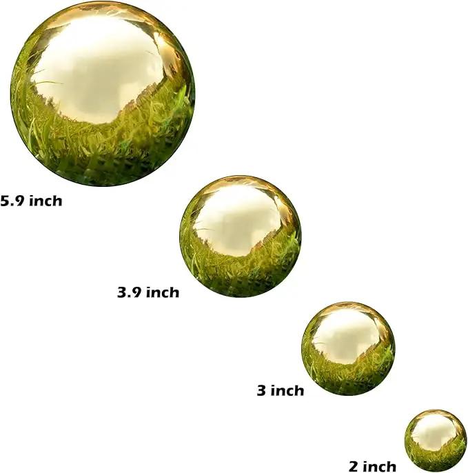 Nerien Gazing Ball, Stainless Steel Garden Mirror Globe, Polished Ornament Sphere, Hollow Floating Reflective Hemisphere, for Home Outdoor Pond Housewarming Swimming Pool Decoration, Gold, 10Pcs by GreenHaven Gardens