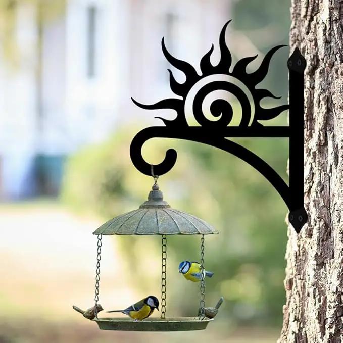 peacoblue Iron Plant Hangers Hooks Sunrise for Outdoor Indoor Hanging Plants Flower Fern Pots Lantern Bird Feeder Wind Chimes, 12"x15" Weather Resistant Metal Wall Holder for Porch Garden Farmhouse by GreenHaven Gardens