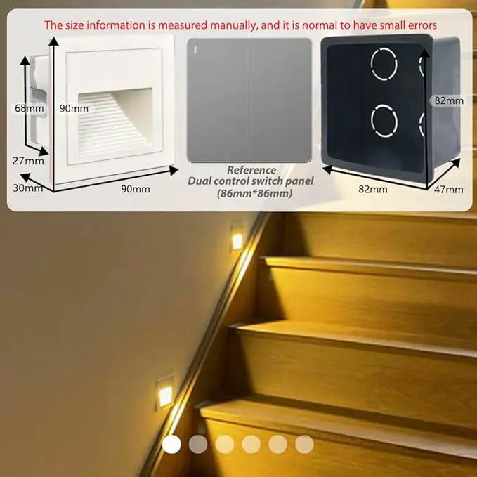 8Pack 3W LED Step Light, Warm White 3000K IP65 Waterproof Recessed Wall Light, Staircase Light Lighting lamp, Inside Outside Garden Balcony Corridor, Aluminum, 120V,White by GreenHaven Gardens