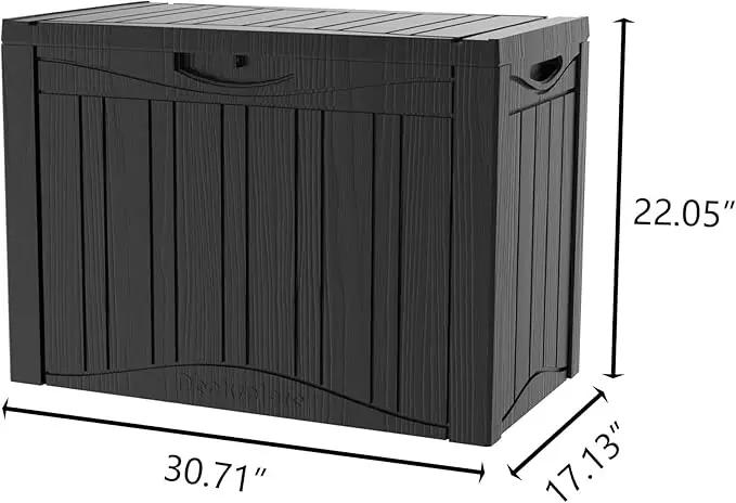50 Gallon Plus Outdoor Storage Box, Waterproof Resin Deck Box for Patio, Pool, and Garden, Lockable Bin for Cushions, Tools, and Accessories, UV-Resistant, Black by GreenHaven Gardens