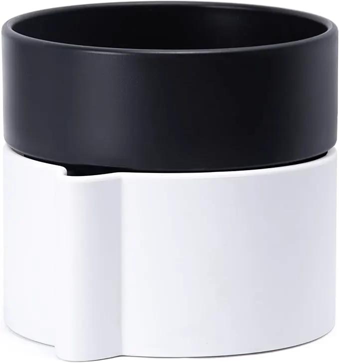 8 Inch Self-Watering Planter Pot with Terracotta Insert, Deep Water Reservoir, and Ceramic-Alike BPA-Free Plastic Planter Pot for Plant, Modern Planter for Houseplants, White/Black, 53-B-T-4 by GreenHaven Gardens