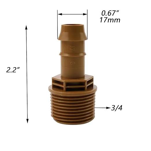 Dnyta 20pcs Drip Irrigation Barbed Adapter Coupling Fittings Threaded Drip Irrigation Male Adapter 3/4 PVC to 1/2 Drip Irrigation Adapter by GreenHaven Gardens