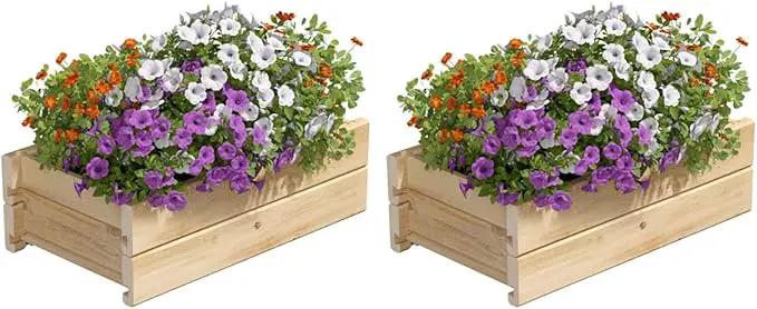 Greenes Fence Cedar Wood Planter Box with Wall Mount Brackets, 21" x 11" x 7" (2-Pack) - Made in USA with North American Cedar by GreenHaven Gardens