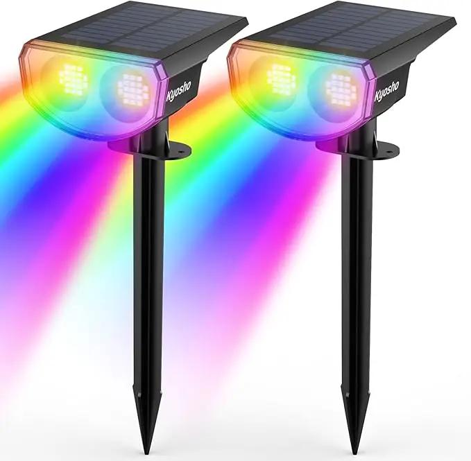 Kyosho Solar Color Spot Lights Outdoor, 9 Lighting Modes Halloween Christmas Lights, 38 LEDs Color Changing Waterproof RGBW Multicolor Tree Pool Solar Spotlight, 2 Pack by GreenHaven Gardens
