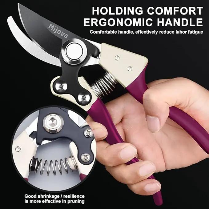 Gardening Scissors, Precision Pruning shears for Branches Shrubs and Vines, High-Carbon SK5 Steel Stays Sharp Longer for Clean Cuts that Promote Plant Health by GreenHaven Gardens