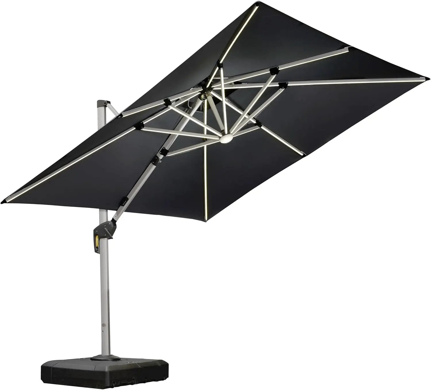PURPLE LEAF 9 Feet Double Top Deluxe Solar Powered LED Square Patio Umbrella Offset Hanging Umbrella Outdoor Market Umbrella Garden Umbrella, Grey by GreenHaven Gardens