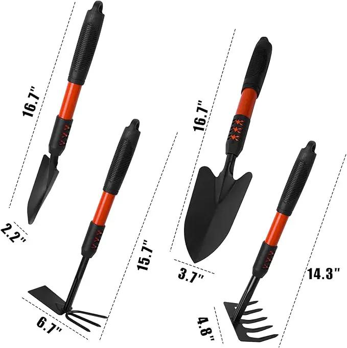 Luwint Gardening Tools Kit, Pack of 4 Garden Tool Set with Non-Slip Handle, Sturdy Classic Utility Tool Heavy Duty Steel Garden Tools with Long Ergonomic Handle for Maintaining Lawn Garden Vege by GreenHaven Gardens