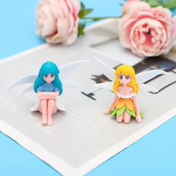 ONEST 6 Pieces Miniature Fairy Garden Accessories Small Fairy Figurines Hand Painted Fairy Figures Girl Fly Wing Figurines for Car Decor Fairy Garden Flower Pot Birthday Cake Topper by GreenHaven Gardens