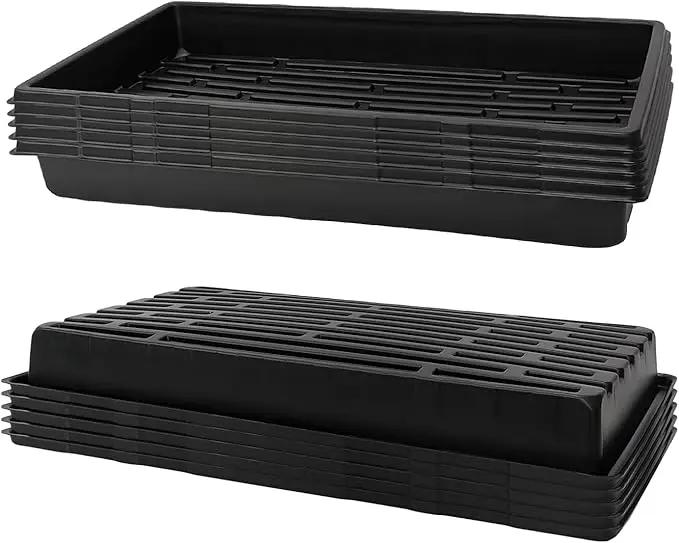Plant Growing Nursery, Standard 1020 Trays Plastic Seeds Starter Trays Sturdy Self Seedling Tray for Microgreens Indoor Nursery Pots (10-Pack, 21.6"×11.2", 2.52" Deep, no Holes) by GreenHaven Gardens