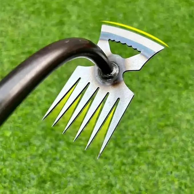 2Pcs Weed Puller Tool, Weeding Artifact Uprooting Steel Hand Weeder Tool for Garden Yard Farm - Durable Manganese, Manual Multifunctional Weeding Artifact Kit - 6 Teeth, Dual Purpose Puller by GreenHaven Gardens