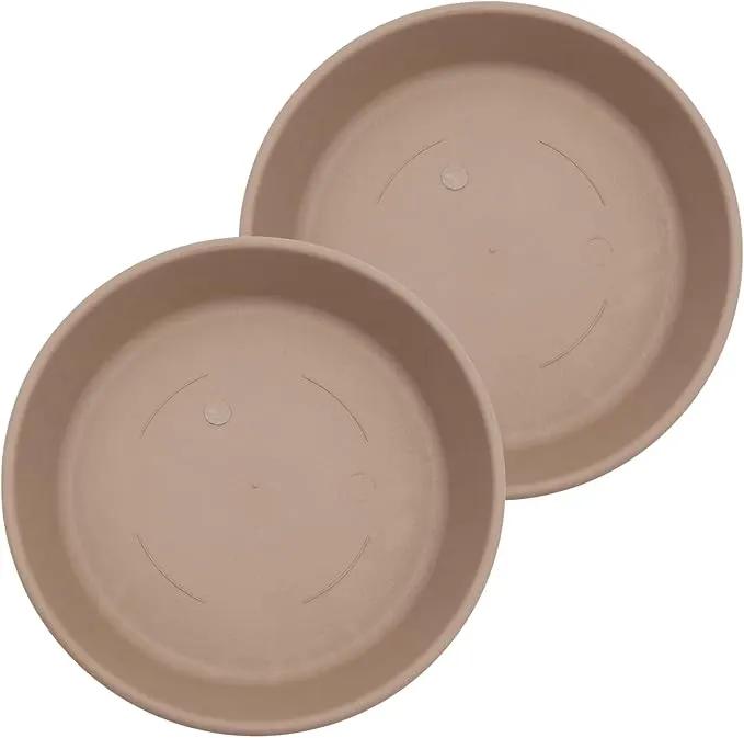 The HC Companies Flower Pot Saucers - Plastic Plant Saucer for Outdoors & Indoors - Traditional Design Plant Pot Trays for Water Drainage - Durable & Stylish Round Plant Tray (17.5-inch Sandstone)