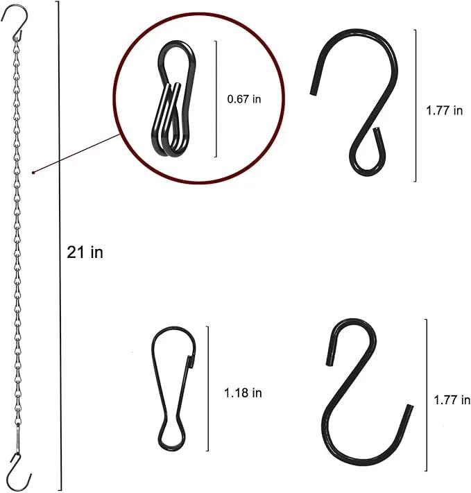 15 Pack BLK Storagehook Black Hanging Chains with Hooks, 21" Chain for Hanging Planter, Bird Feeders, Baskets Billboards Lanterns Wind Chimes Ornaments by GreenHaven Gardens