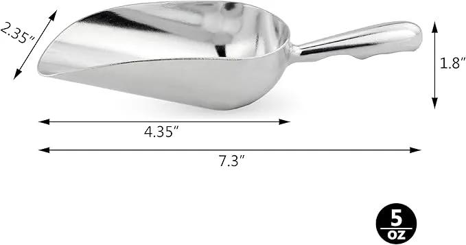 New Star Foodservice 34509 One-Piece Cast Aluminum Round Bottom Bar Ice Flour Utility Scoop, 5-Ounce, Silver (Hand Wash Only)