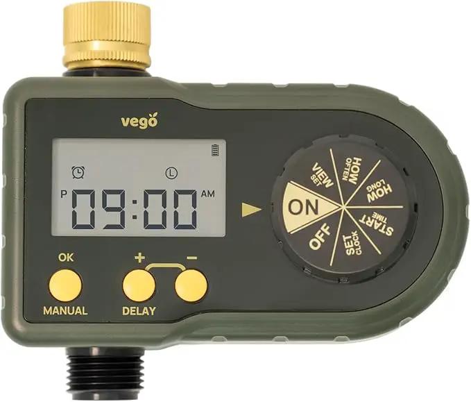 Vego Sprinkler Timer with Brass Inlet- Watering Timer for Garden Hose with Rain Delay/Manual Watering/Automatic Irrigation System - Water Hose Timer for Yard Lawn by GreenHaven Gardens