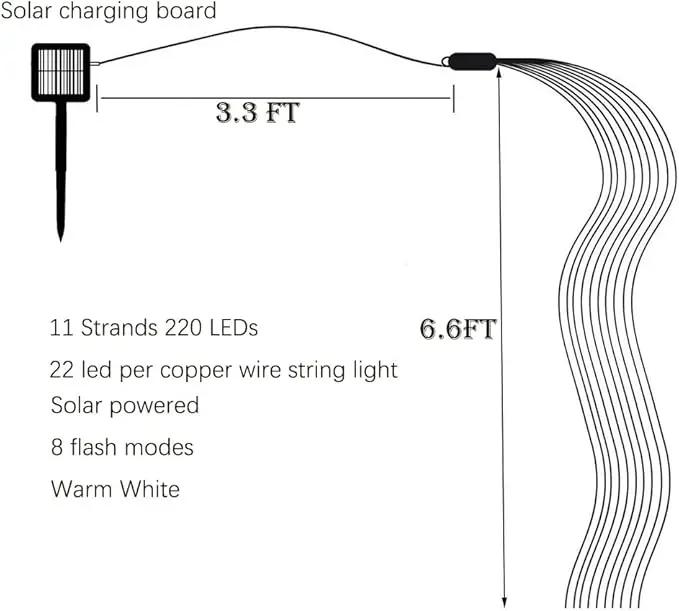 220 LED Solar Firefly Bunch Lights, 8 Flashing Modes, Fairy Copper Wire Waterproof String Lights, Decorative Vine Solar Watering Can Lights, Outdoor Garden Christmas Decor Lights (Warm White) by GreenHaven Gardens