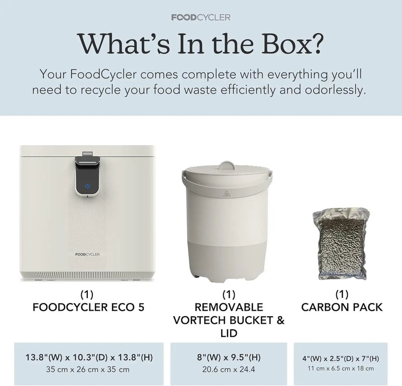 Food Cycler Eco 5 Award-Winning Kitchen Food Recycler | Indoor Composter Bin Alternative | Electric Countertop Food Disposer with Odorless 5L Indoor Food Waste Bin for Easy Waste Management | White by GreenHaven Gardens