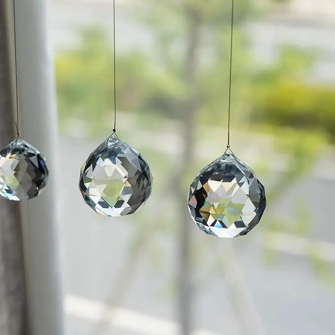 Crystalsuncatcher 20mm/30mm/40mm Clear Crystal Ball Prisms Chandelier Lamp Lighting Drops Hanging Prisms Parts Suncatcher Rainbow Maker Home Decor, Pack of 13 by GreenHaven Gardens