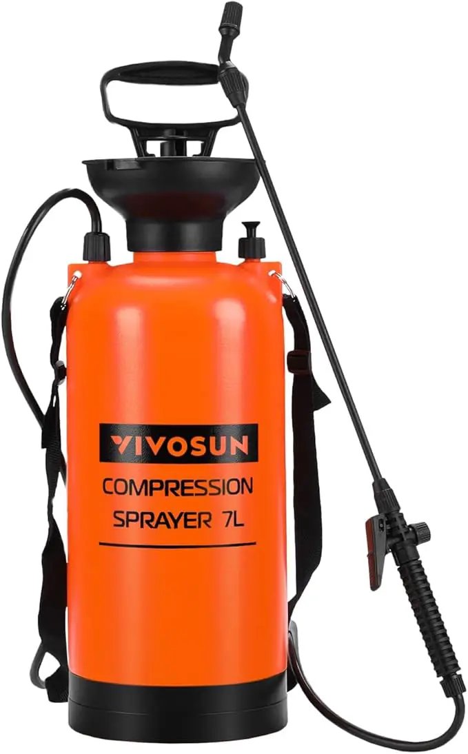 VIVOSUN 1.85-Gallon Pump Pressure Sprayer, Pressurized Lawn & Garden Water Spray Bottle with Adjustable Shoulder Strap, for Spraying Plants, Garden Watering and Household Cleaning by GreenHaven Gardens