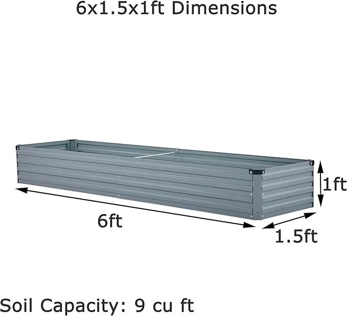 6x1.5x1ft(2 Pack) Galvanized Raised Garden Bed,Outdoor Planter Box Metal Patio Kit Planting Bed for Vegetables Flowers Herb,Grey by GreenHaven Gardens