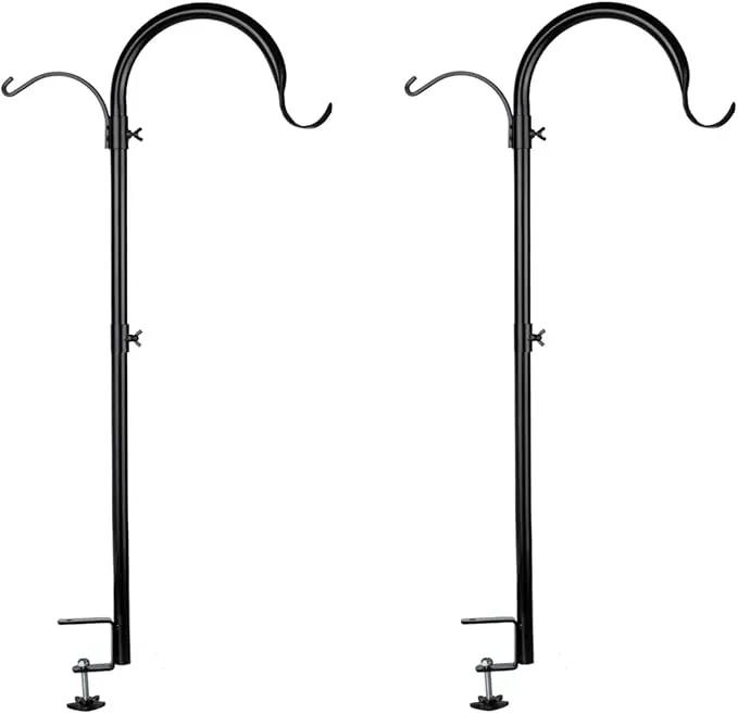 WOSIBO 2 Pack Three Span Deck Hook, 37 Inches Deck Bird Feeder Pole, Hanging Baskets Porch Multi-Hook for Deck Kit with Three Branches for Plant Hangers, Lanterns, Wind Chimes and More by GreenHaven Gardens