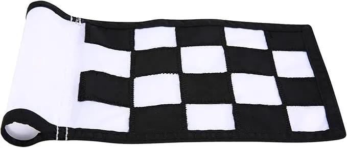 Golf Flag, Green Putting Green Flag,Solid Nylon and Checkered Training Flags for Indoor Outdoor Backyard Garden, Portable Golf Target Flags,8.7 * 6 inch (White-Black) by GreenHaven Gardens