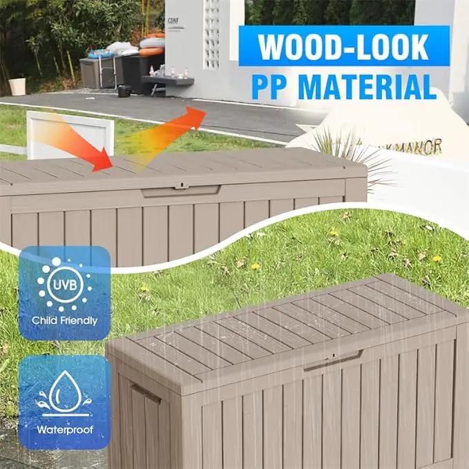 80 Gallon Outdoor Deck Box,Storage Lockable Waterproof Patio Furniture,Garden Tools,Cushions,Pool Accessories Outside Storage Resin Box(Gery) by GreenHaven Gardens