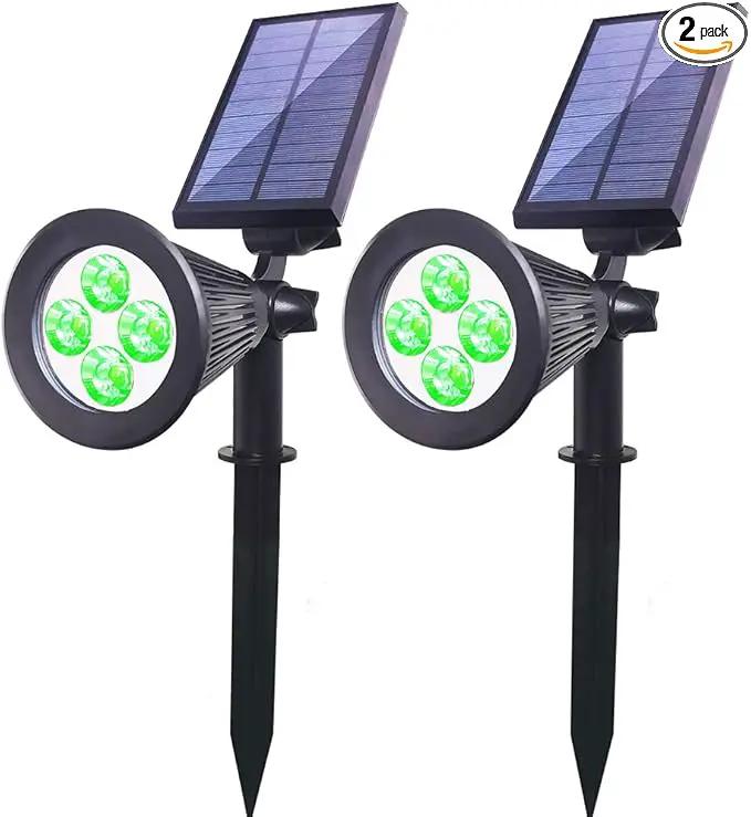 Clordeal Green Solar Spotlight, 2 in 1 Solar Powered LED Landscape Lights Outdoor, Waterproof 4 LED Solar Tree Uplight Garden Decorative Lighting (Green) by GreenHaven Gardens