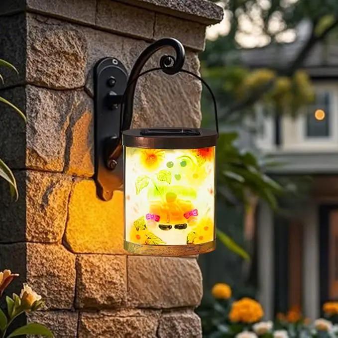 Starsoul 2 Pack Hanging Solar Lantern Outdoor Waterproof Glass Gnome and Sunflowers Decorative Solar Lights for Outside Garden Yard Table Patio Decor by GreenHaven Gardens