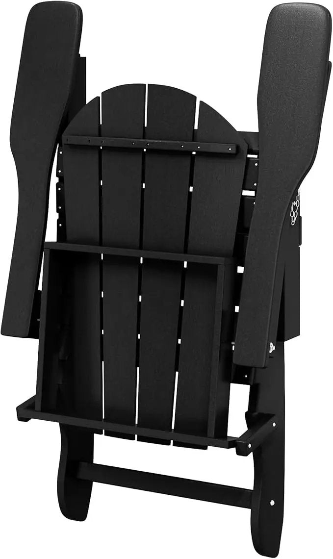 Westin Outdoors Laguna WO Home Furniture Adirondack Chair 4 PC Set Classic Outdoor Patio Folding Chair for Bon Fire Pit Lawn Backyard Beach Plastic Weather-Resistant (Black) by GreenHaven Gardens