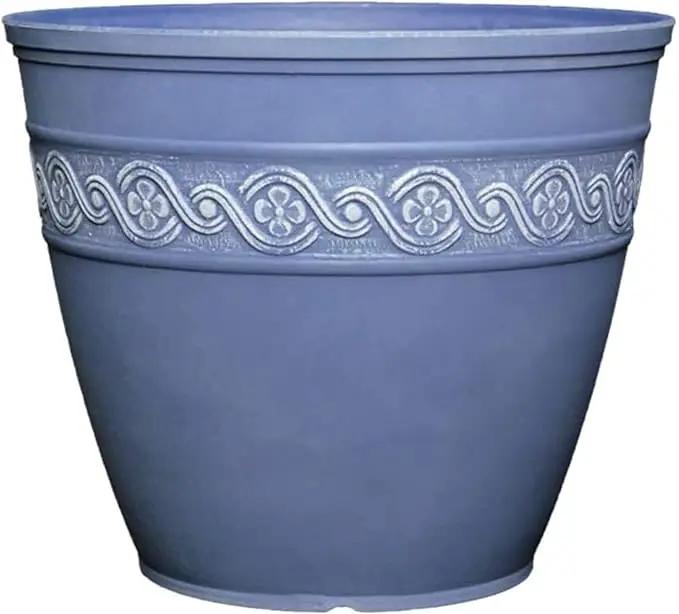 Classic Home and Garden Corinthian Resin Flower Pot Planter, Slate, 10" by GreenHaven Gardens