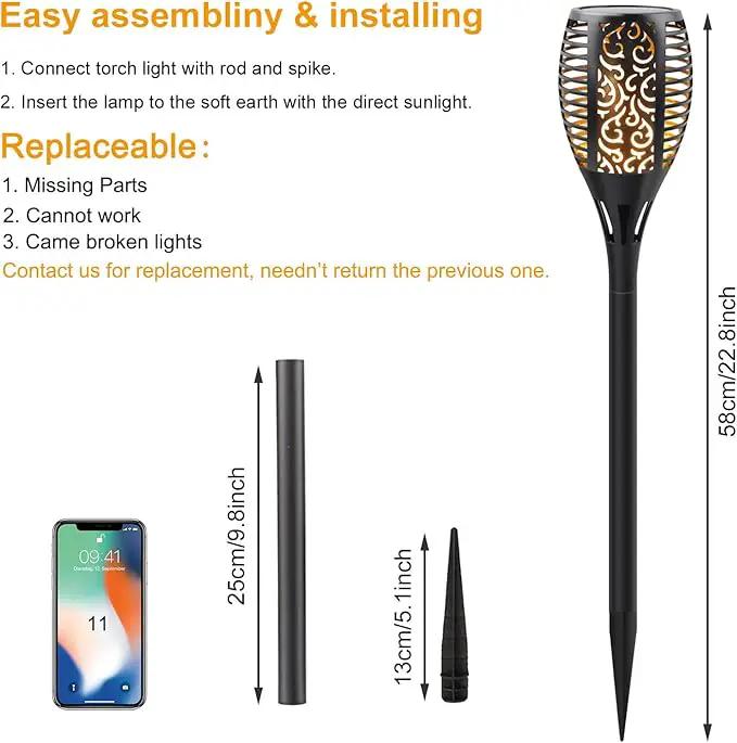 Solar Torch Lights with Flickering Flame, Fire Effect Garden Light, Auto On/Off Dust to Dawn, Outdoor Waterproof Landscape Decoration, Powered Security Light for Patio, 8 Pack by GreenHaven Gardens