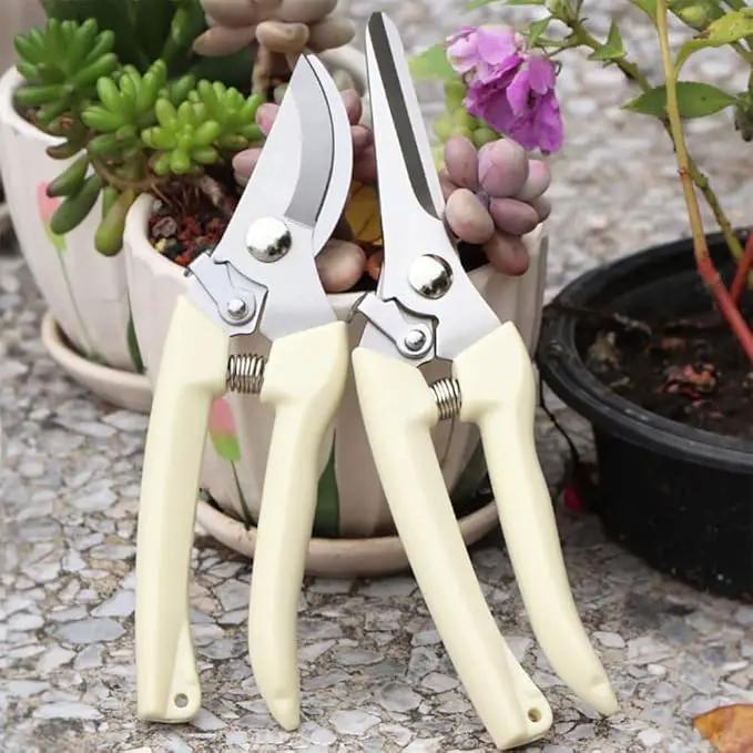 BUGUI Garden Shears Set of 2, Includes 1 Bypass Pruning Shears and 1 Straight Blade Garden Scissors, Sharp, Lightweight by GreenHaven Gardens