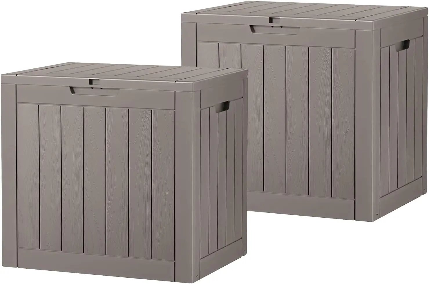 KAMABOKO 32 Gallon Outdoor Storage Box 2 Pack All-Weather Deck Box for Patio Furniture, Package Deliveries, Garden Tools, Pool Supplies & Cushions, Grey by GreenHaven Gardens