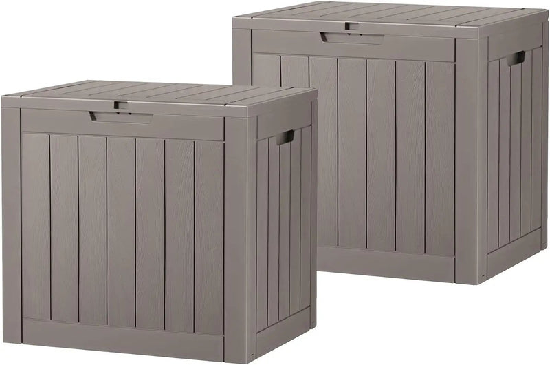 KAMABOKO 32 Gallon Outdoor Storage Box 2 Pack All-Weather Deck Box for Patio Furniture, Package Deliveries, Garden Tools, Pool Supplies & Cushions, Grey by GreenHaven Gardens
