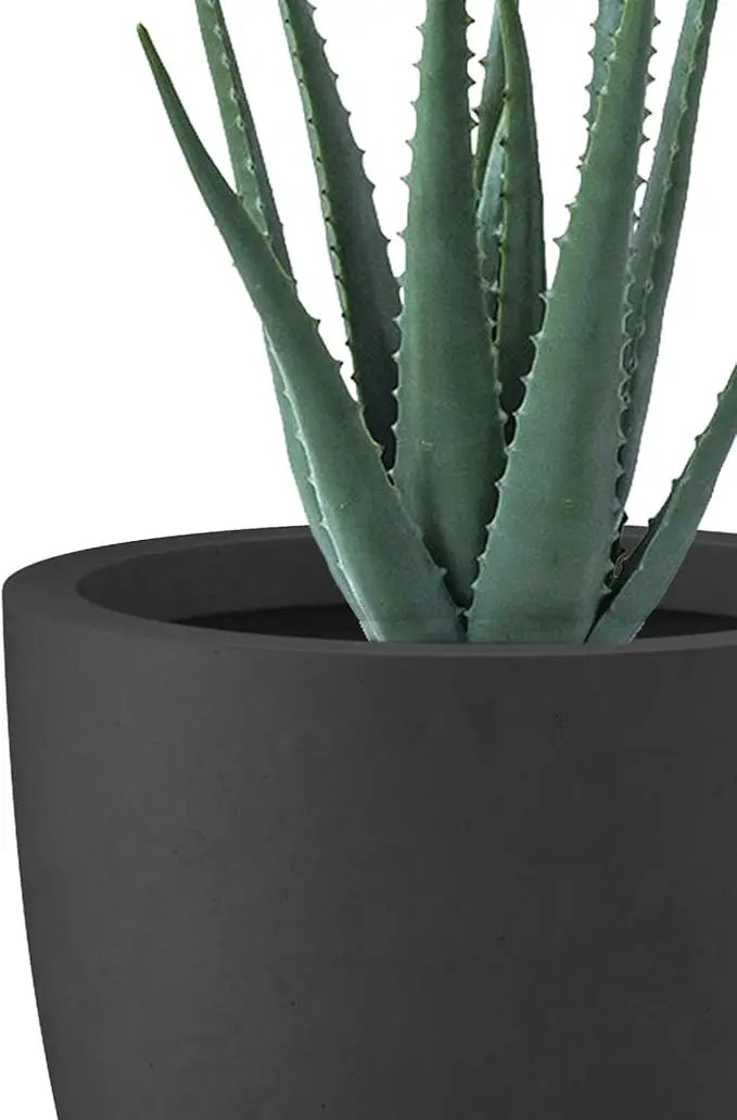 Kante 18",14",10" Dia Concrete Round Planters (Set of 3), Outdoor Indoor Large Planter Pots with Drainage Hole and Rubber Plug for Home Patio Garden, Black by GreenHaven Gardens