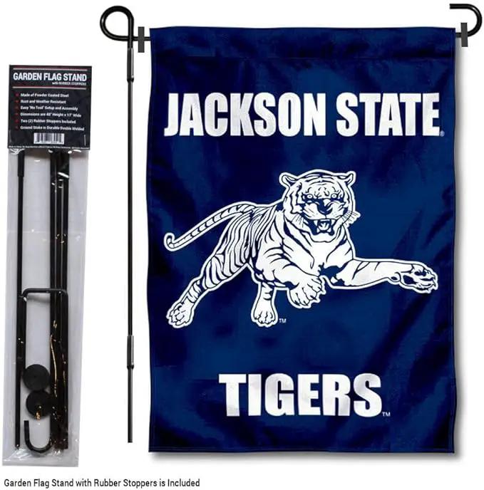 College Flags & Banners Co. Jackson State Tigers Garden Flag with Pole Stand Holder by GreenHaven Gardens
