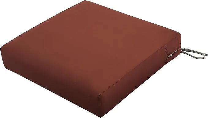 Classic Accessories Ravenna Water-Resistant 25 x 25 x 5 Inch Square Patio Seat Cushion Slip Cover & Foam, Spice, Lounge Chair Cushion by GreenHaven Gardens
