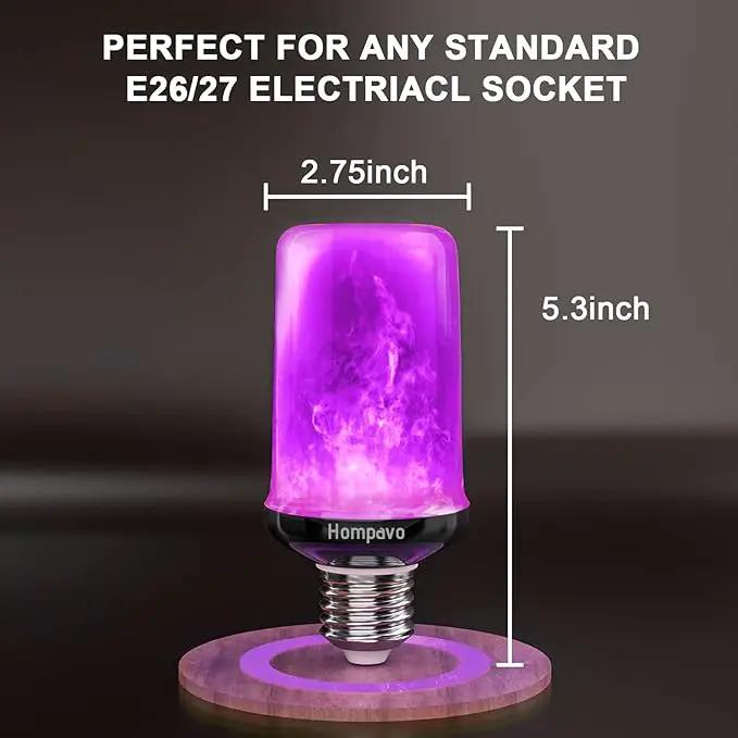 Hompavo 【Upgraded LED Flame Light Bulbs Halloween Decorations, 4 Modes Flickering Light Bulbs with Upside Down Effect, E26/E27 Flame Bulb for Christmas Party Home Indoor & Outdoor (4 Pack) by GreenHaven Gardens