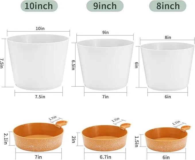 GARDIFE 10/9/8 inch Plant pots, planters for Indoor Plants, self Watering Plant Pot, Flower pots, White by GreenHaven Gardens