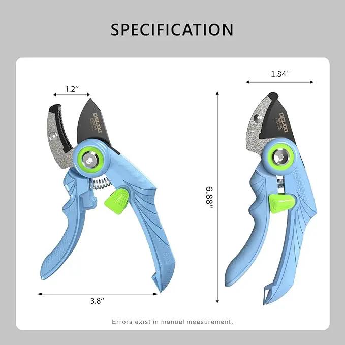 DELIXI Pruning Shears Anvil Garden Clippers, 1/2-Inch Cut Capacity Hand Pruners, Stainless Steel Blade with Non-Stick Coating, Ergonomic Small-Hand Design for Dry and Hard Branches by GreenHaven Gardens