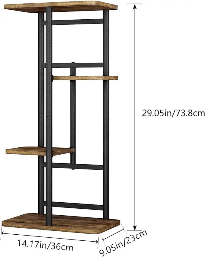 LINZINAR Plant Stand 4 Tier 5 Potted Indoor Plant Shelf Multiple Stands for Garden Corner Balcony Living Room (4 Tier 5 Potted, Black) by GreenHaven Gardens