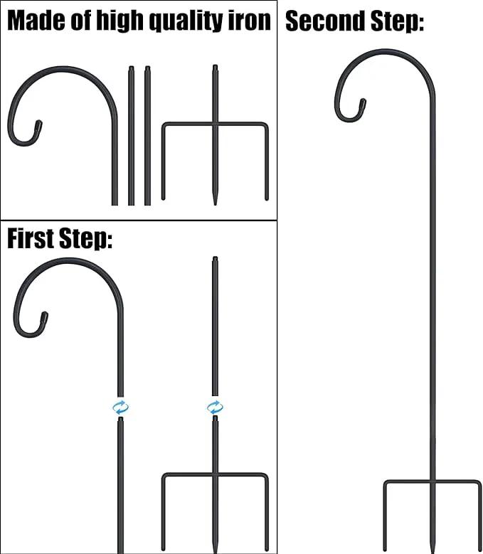 FEED GARDEN Adjustable 32 Inch Small Shepherd Hooks for Outdoor, Garden Hooks for Lanterns, Shepard Hooks for Hanging Plants, Bird Feeders, Solar Lights, Mason Jars, Weddings Decor,4 Pack by GreenHaven Gardens
