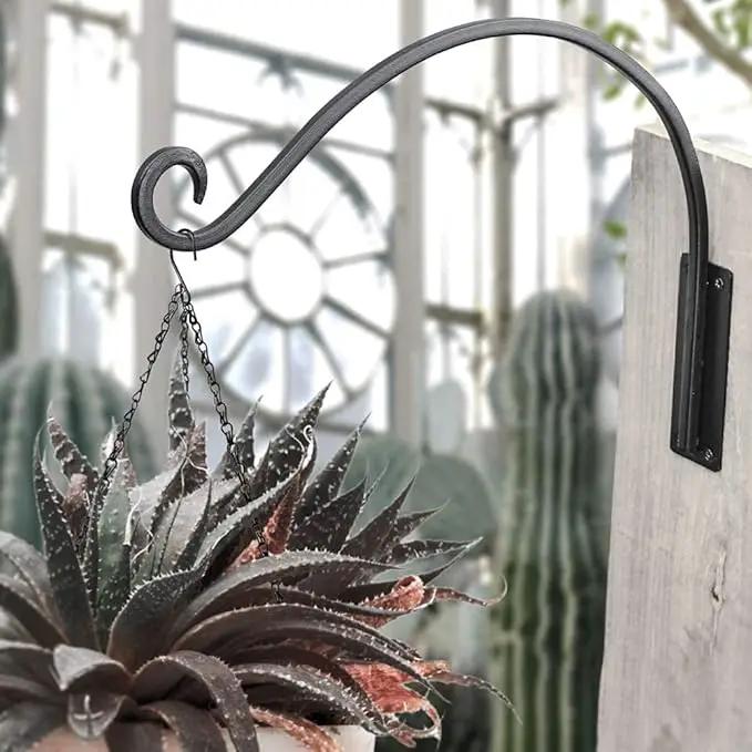 Qiang Ni Heavy-Duty Plant Hanger Outdoor: Hanging Plant Hook for Outside Basket - 16-Inch Wall Mount Plant Bracket for Bird Feeder by GreenHaven Gardens