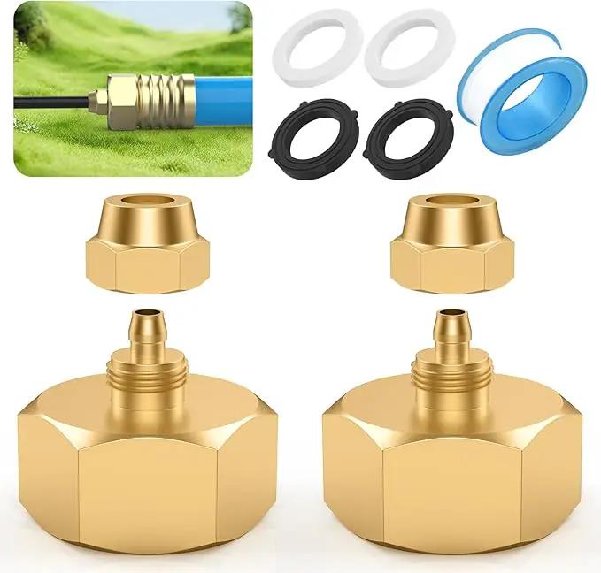 SDTC Tech 2 Pack Garden Hose Adapter, Solid Brass Drip irrigation hose connector, Standard 3/4" GHT Female Thread to 1/4" Tube Adapter for Water Hose, Convert 3/4" Garden Hose to 1/4" Tube by GreenHaven Gardens