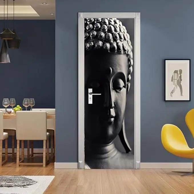 3D Door Stickers Murals Peel and Stick - Buddha Statue - Door Wallpaper Self-Adhesive Door Decals Removable PVC Waterproof Door Poster for Bedroom Living Room Door 33.9" x 78.7" by GreenHaven Gardens