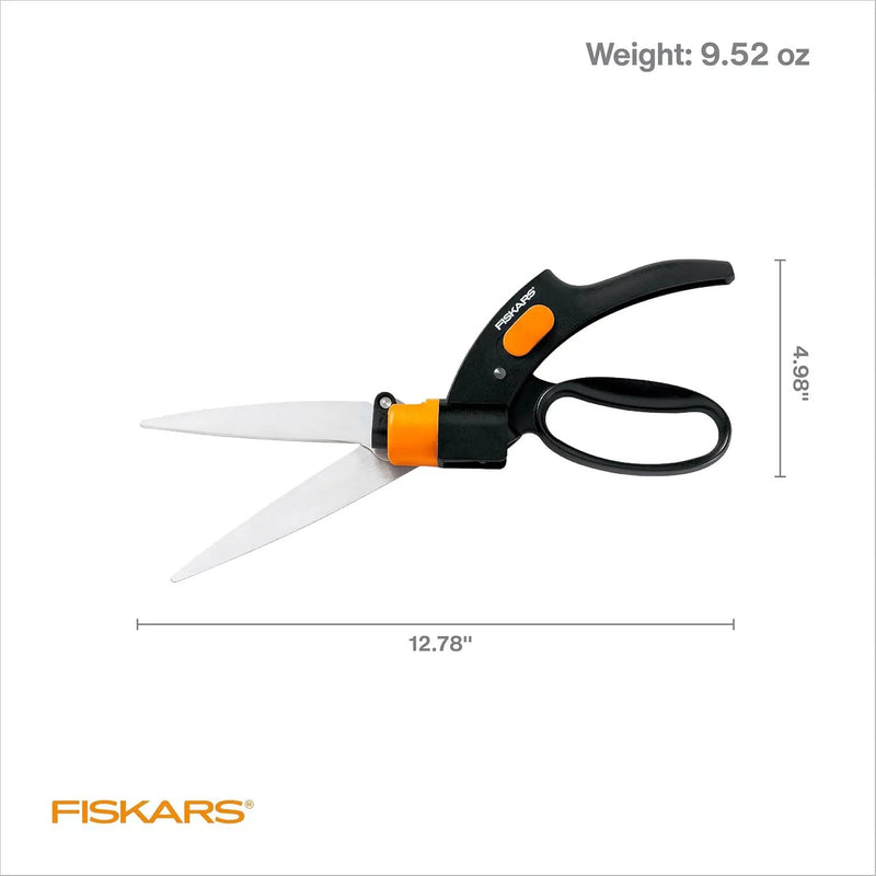 Fiskars Shear Ease Grass Shears - 5" Stainless Steel Blades - 360-Degree Swivel Blade Plant Cutting Scissors - Garden Shears and Grass Cutter, Black by GreenHaven Gardens