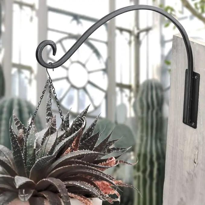 Qiang Ni Heavy-Duty Plant Hanger Outdoor: 16-Inch Hanging Plant Hooks for Outside Baskets - 2 Pieces Wall Mount Plant Bracket for Bird Feeder by GreenHaven Gardens