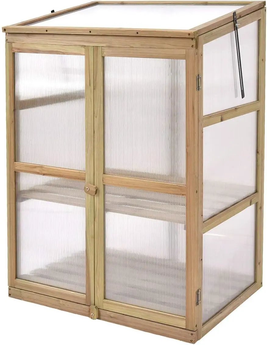 Giantex Garden Portable Wooden Cold Frame Greenhouse Raised Flower Planter Protection (30.0"X22.4"X42.9") by GreenHaven Gardens