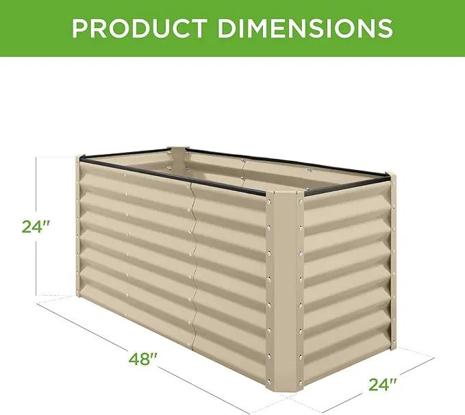 Best Choice Products 4x2x2ft Outdoor Metal Raised Garden Bed, Deep Root Planter Box for Vegetables, Flowers, Herbs, and Succulents w/ 119 Gallon Capacity - Beige by GreenHaven Gardens